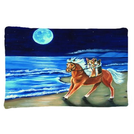 Carolines Treasures Corgi Beach Ride On Horse Fabric Standard Pillowcase CA77724